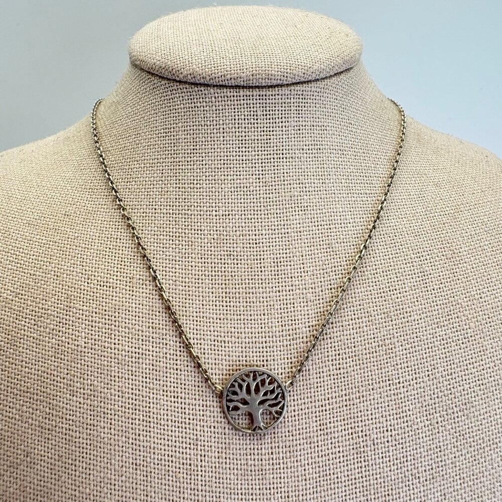 VTG Sterling Silver 925 Tree of Life Pendant Necklace Size 16" Adjustable